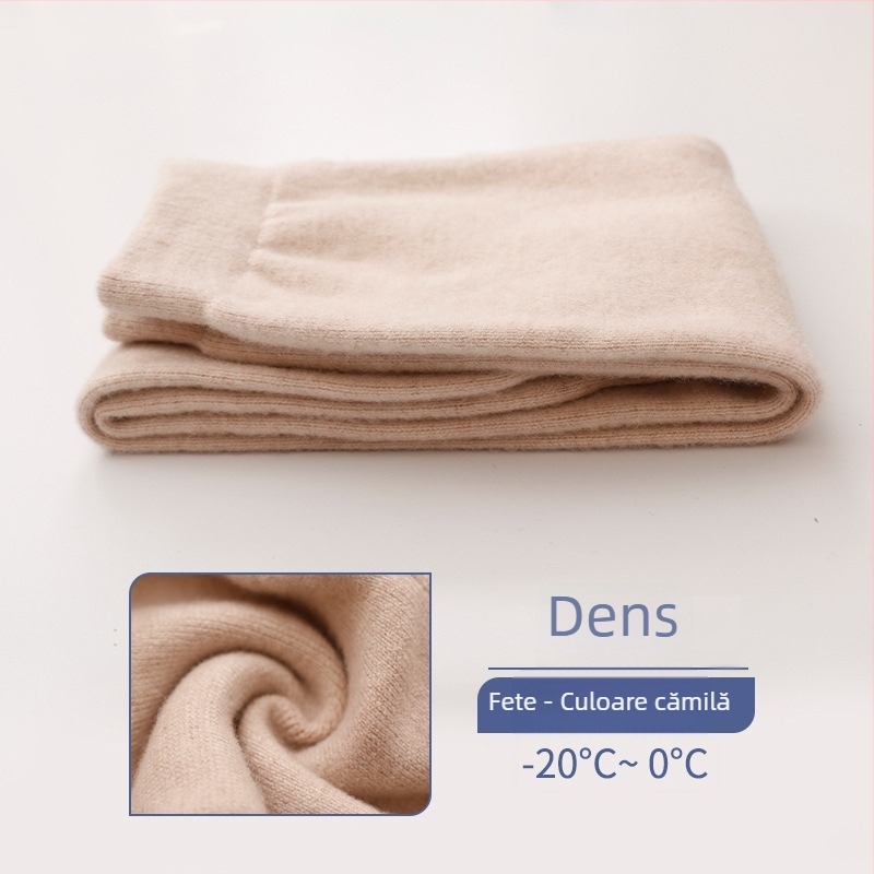 Pantaloni de lână pentru copii, 60% lână, talie înaltă cu elastic, deschidere în zona cracului, potriviți pentru toamnă și iarnă