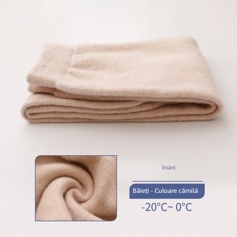 Pantaloni de lână pentru copii, 60% lână, talie înaltă cu elastic, deschidere în zona cracului, potriviți pentru toamnă și iarnă