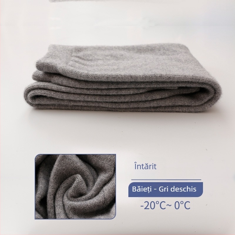 Pantaloni de lână pentru copii, 60% lână, talie înaltă cu elastic, deschidere în zona cracului, potriviți pentru toamnă și iarnă