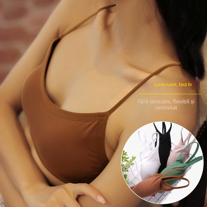 Top bustier fără spate pentru femei, cupă 3/4, formare cu partea superioară subțire și partea inferioară mai groasă, stil japonez și coreean, vară 2024
