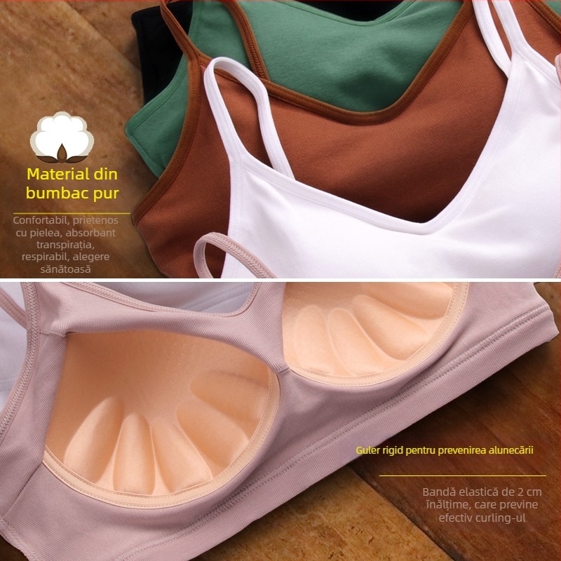 Top bustier fără spate pentru femei, cupă 3/4, formare cu partea superioară subțire și partea inferioară mai groasă, stil japonez și coreean, vară 2024