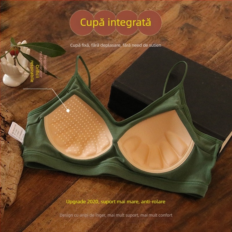 Top bustier fără spate pentru femei, cupă 3/4, formare cu partea superioară subțire și partea inferioară mai groasă, stil japonez și coreean, vară 2024