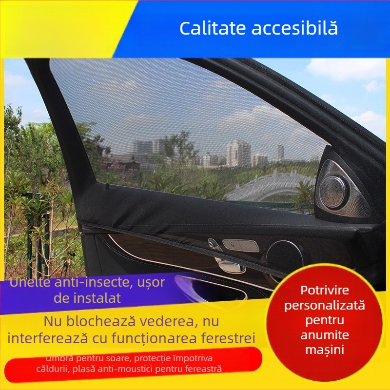 Ecran anti țânțari auto din plasă, cu ventilație, perdea transparentă atârnată, potrivire universală, prindere magnetică