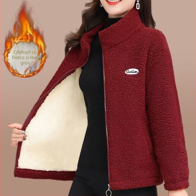 Fog and Frost geacă de iarnă cu căptușeală fleece, din bumbac-poliester, lungime medie 50–65 cm, stil casual retro.