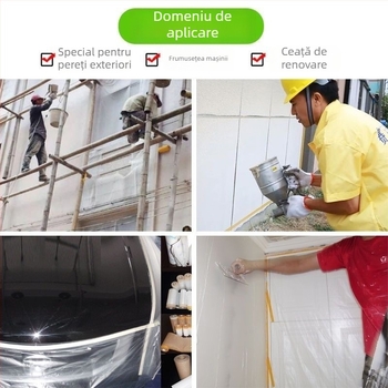 Folie de mascare protectoare pentru pereți exteriori și vopsire auto – bază din plastic, adeziv pe bază de țesătură, vâscozitate mare, nucleu de hârtie, seria folie de protecție
