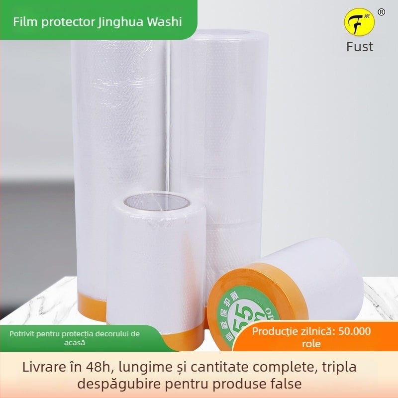 Foster folie de protecție de mascare, de unică folosință pentru vopsire, 0,6 mm grosime, bază din hârtie japoneză, adeziv Crystal, film transparent de protecție împotriva prafului pentru decorul casei