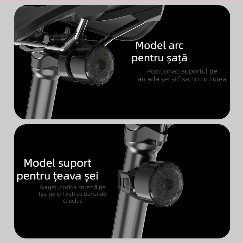 Lampa LED pentru spatele bicicletei cu senzor, 2W, 300mAh, rază până la 50 m, logo personalizabil