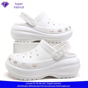 Papuci Crocs pentru femei din EVA, cu creștere în înălțime de 3–5 cm, anti-derapante, pentru purtare zilnică