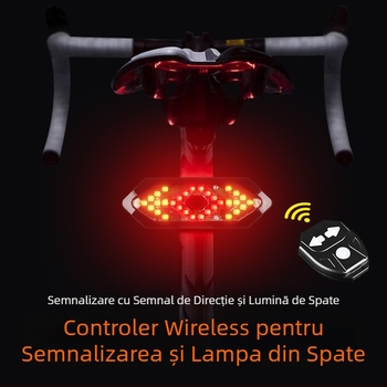 Lumină de semnalizare pentru bicicletă cu telecomandă, încărcare USB, 32 LED, impermeabilă, pentru plimbări nocturne.