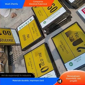 Semn de avertizare pentru alimentarea electrică și circulație, placă de aluminiu emailată, folie reflectorizantă de grad ingineresc, imprimare UV, personalizabil