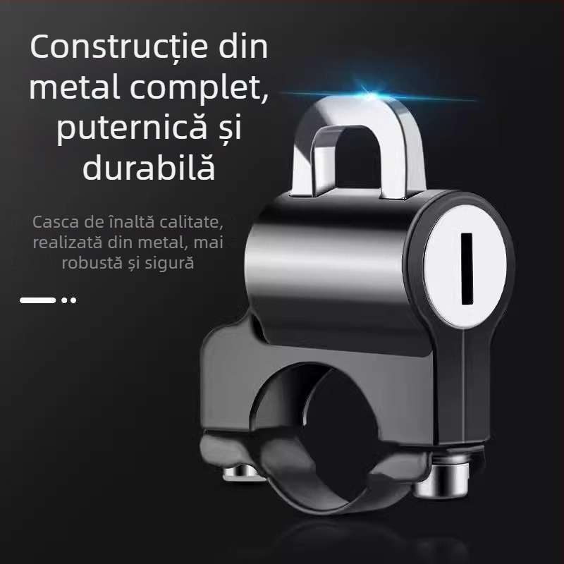 Încuietoare pentru cască cu cheie obișnuită pentru vehicule electrice, biciclete și motociclete — cârlig fix, aliaj de zinc, anti-furt, impermeabil, reglabil