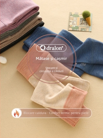 Pantaloni călduroși pentru copii cu talie înaltă, unisex, amestec viscoză-mătase-cașmir, toamnă-iarnă, potriviți pentru copii peste 8 ani