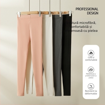 Colanți termici pentru femei cu fleece micron, 80–90% acetat, <30% spandex, groși, elasticitate înaltă, croială strânsă, pentru maternitate