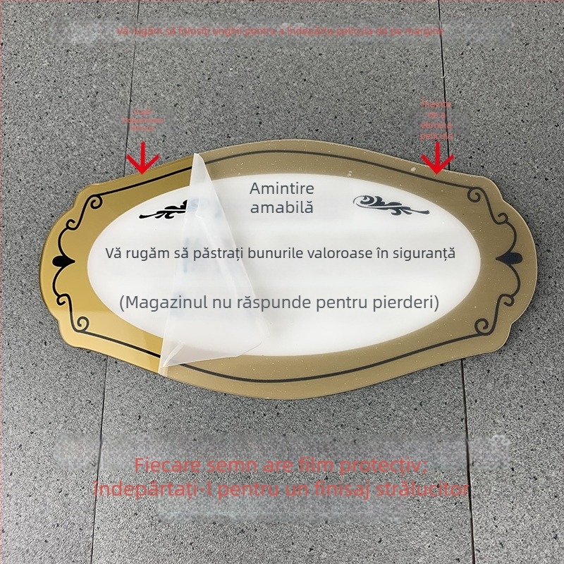 Semn de ușă din acril și autocolant de perete – serigrafie, marca Jingying; pentru diferite spații; semne de siguranță, semne pentru băuturi, semne de portal