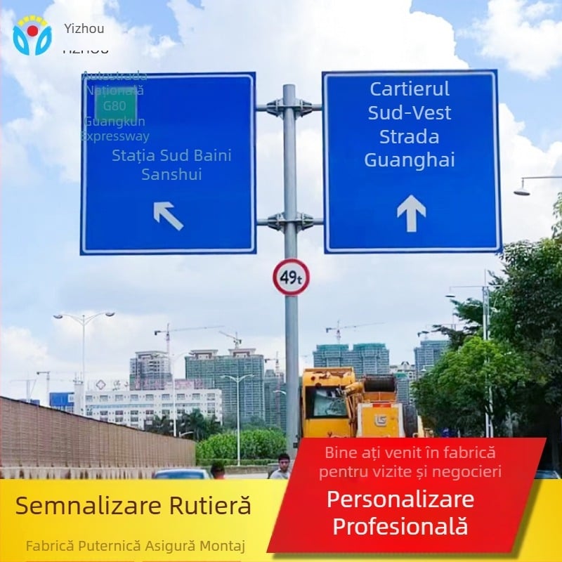 Stâlp pentru semne rutiere din aluminiu, formă rotundă, tăiere, folie reflectorizantă de grad ingineresc, laminare