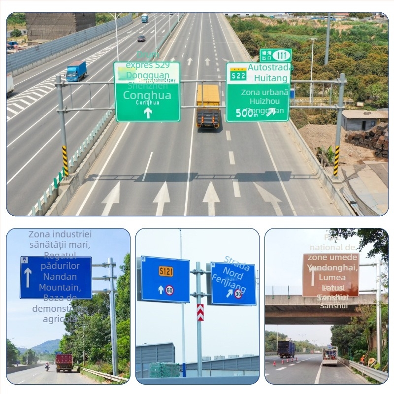 Stâlp pentru semne rutiere din aluminiu, formă rotundă, tăiere, folie reflectorizantă de grad ingineresc, laminare