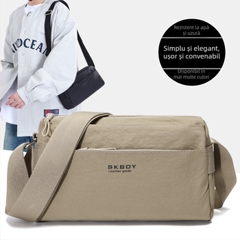 Geantă crossbody, țesătură premium, stil casual travel, cu o singură curea, închidere cu fermoar, buzunare interioare pentru telefon și documente