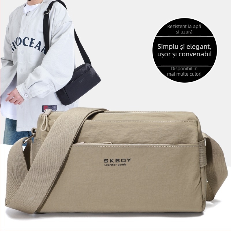 Geantă crossbody, țesătură premium, stil casual travel, cu o singură curea, închidere cu fermoar, buzunare interioare pentru telefon și documente