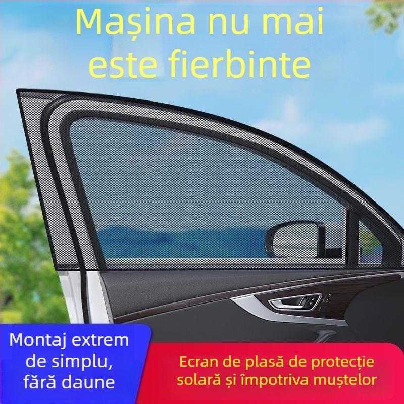 Umbră de fereastră auto pentru protecție împotriva țânțarilor și a căldurii, perdea de intimitate, montaj tip snap-in, potrivire universală pentru ferestrele auto, material 3224556, stil business