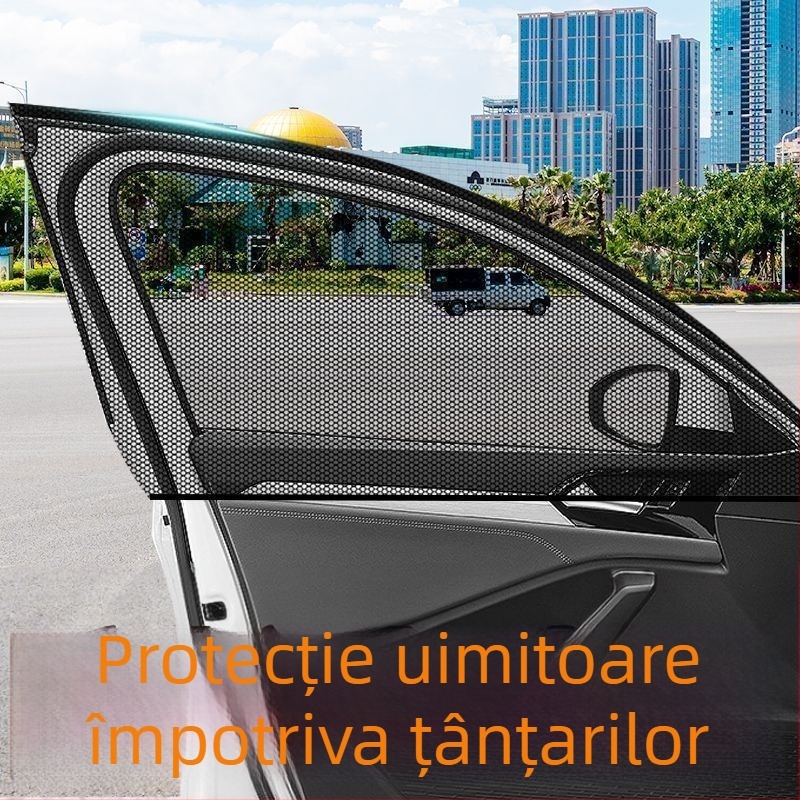 Umbră de fereastră auto pentru protecție împotriva țânțarilor și a căldurii, perdea de intimitate, montaj tip snap-in, potrivire universală pentru ferestrele auto, material 3224556, stil business