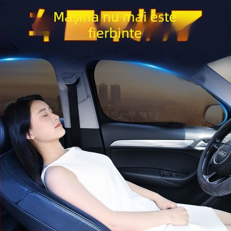 Umbră de fereastră auto pentru protecție împotriva țânțarilor și a căldurii, perdea de intimitate, montaj tip snap-in, potrivire universală pentru ferestrele auto, material 3224556, stil business