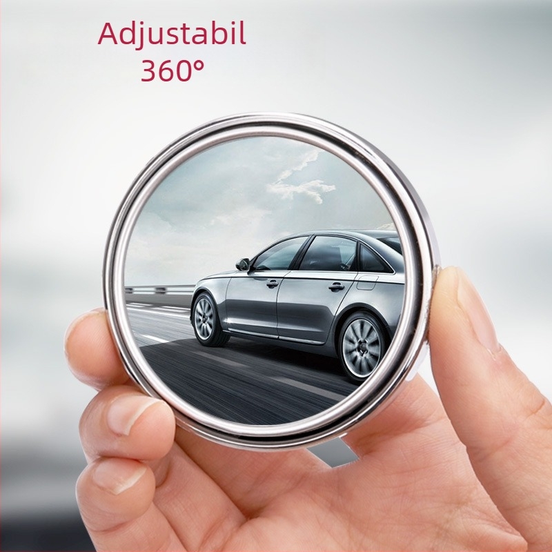 Oglindă retrovizoare rotativă la 360° cu ramă pentru mașină, mică oglindă circulară pentru unghiul mort, montaj unic