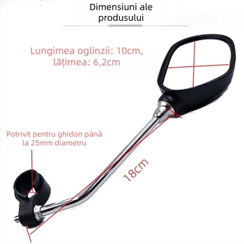 Ogledalo retrovizoare pentru bicicletă, MTB, cu reflector plat; material: plastic fabricat; greutate: 322 g