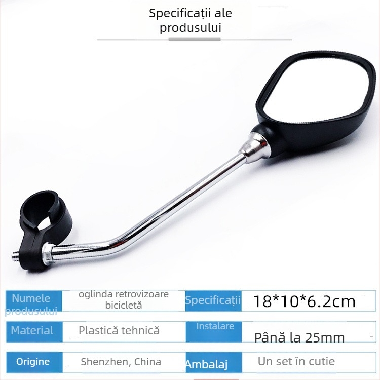 Ogledalo retrovizoare pentru bicicletă, MTB, cu reflector plat; material: plastic fabricat; greutate: 322 g