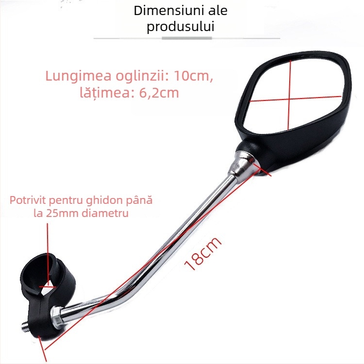 Ogledalo retrovizoare pentru bicicletă, MTB, cu reflector plat; material: plastic fabricat; greutate: 322 g