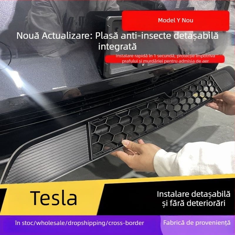 Capac protecție antiinsecte pentru orificiul frontal de aer al Tesla Model Y — Material ABS; Brand: Other; Compatibil cu Model Y
