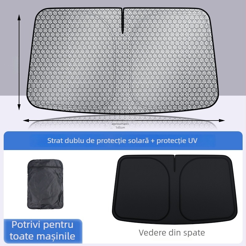 Parasolar parbriz auto din PVC, fixare prin clips, potrivire universală, imprimare logo