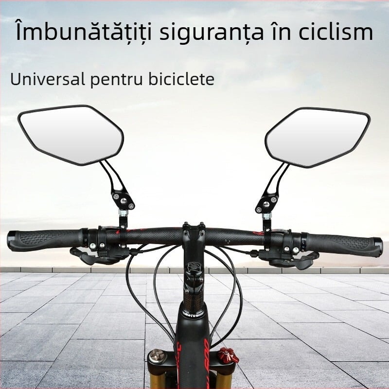 Oglindă retrovizoare pentru bicicletă, rotație de 360°, aliaj de aluminiu, oglindă din sticlă HD, reflector plat
