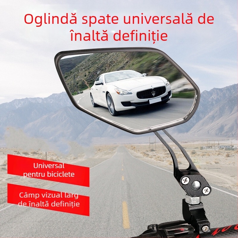 Oglindă retrovizoare pentru bicicletă, rotație de 360°, aliaj de aluminiu, oglindă din sticlă HD, reflector plat