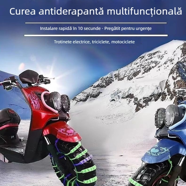 Lanț antiderapant pentru vehicule electrice, din cauciuc, rezistent la uzură, model 0058, 16 g, pentru mașini electrice și motociclete