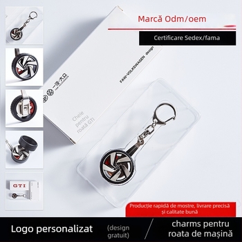 Lanț de chei pentru anvelope auto - pandant metalic, personalizabil, unisex, imprimare logo, ambalare cadou