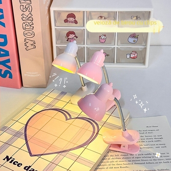 Lampă LED mini clip pentru noptiere — lumină caldă pentru citit, protecție pentru ochi, pentru cămin/dormitor (baterie litiu încorporată; tensiune ≤36V; abajur din plastic; întrerupător cu buton)