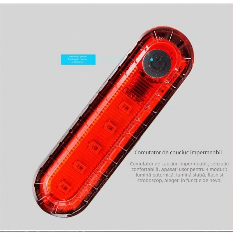 Lumină spate bicicletă - Încărcare USB, COB cu luminozitate înaltă, lumină de avertizare pentru ciclism nocturn - Brand: Altul; Brand privat autorizat; Nu se importă; Fără prelucrare