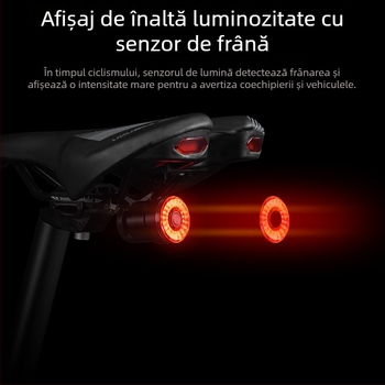 ACRUNU semnalizator LED pentru bicicletă cu senzor inteligent de frână, încărcare USB, IP65 rezistent la apă, 5 moduri de iluminare
