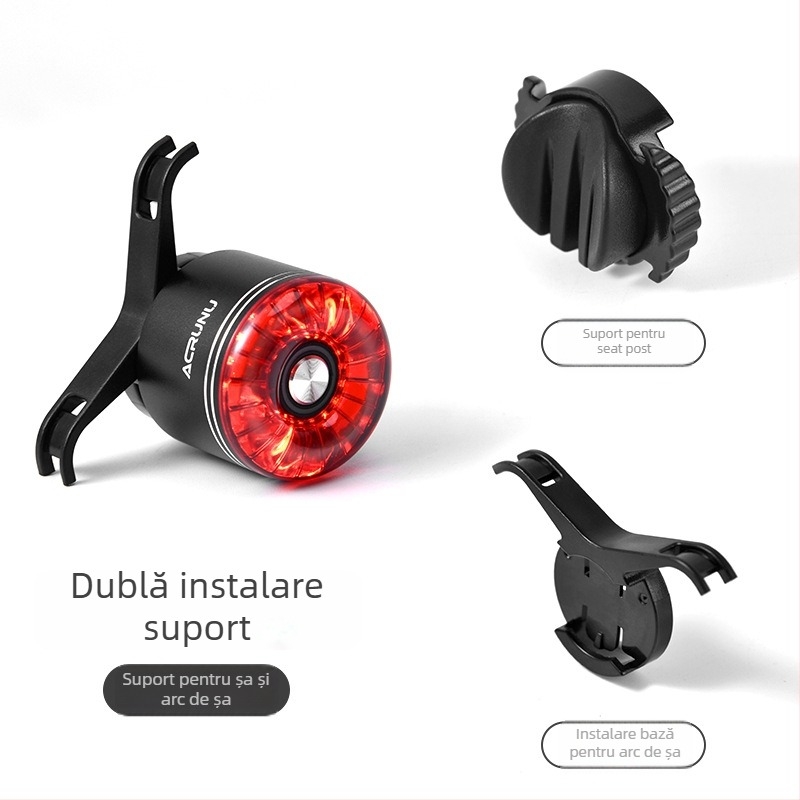 ACRUNU semnalizator LED pentru bicicletă cu senzor inteligent de frână, încărcare USB, IP65 rezistent la apă, 5 moduri de iluminare