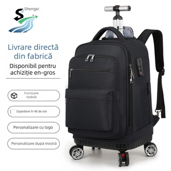 Rucsac de afaceri cu roți și lacăt cu combinație | Material Oxford | Capacitate 36–55 L | Compatibil cu laptop de 16 inch | Unisex