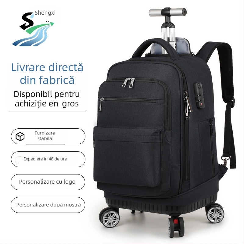 Rucsac de afaceri cu roți și lacăt cu combinație | Material Oxford | Capacitate 36–55 L | Compatibil cu laptop de 16 inch | Unisex