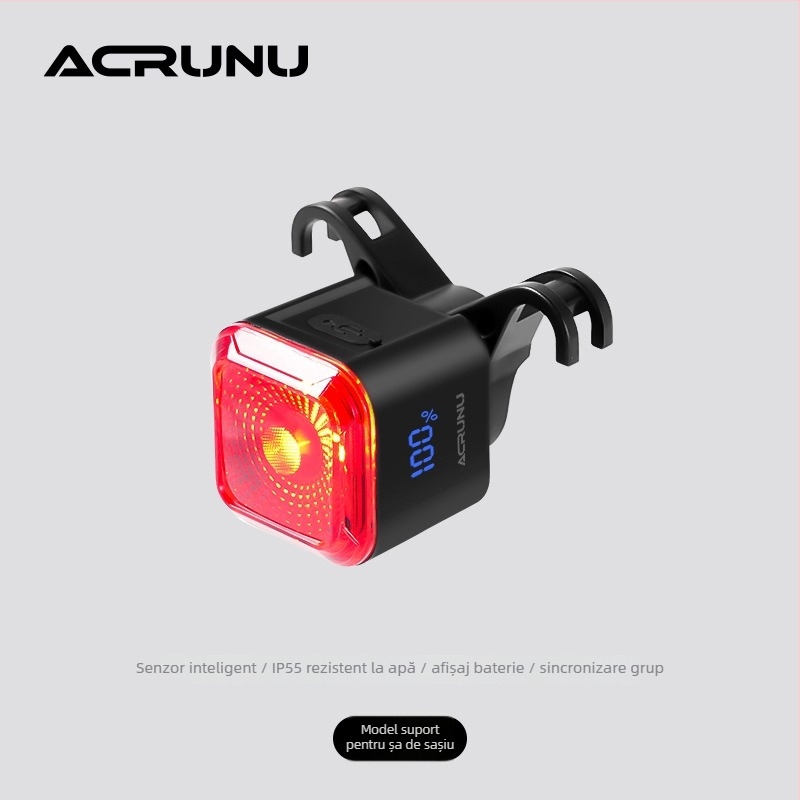 ACRUNU Lumină spate pentru bicicletă cu senzor inteligent de frână, impermeabilă, 30 g (Durată lungă a bateriei; Rezistență la apă; Greutate 30 g)