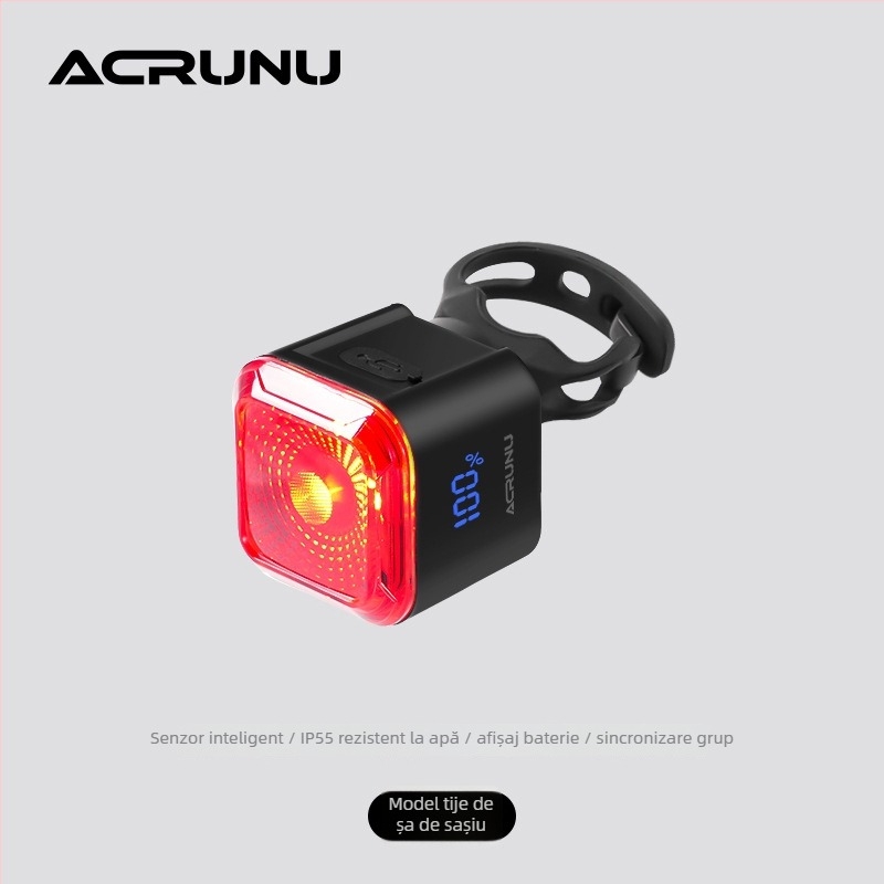 ACRUNU Lumină spate pentru bicicletă cu senzor inteligent de frână, impermeabilă, 30 g (Durată lungă a bateriei; Rezistență la apă; Greutate 30 g)