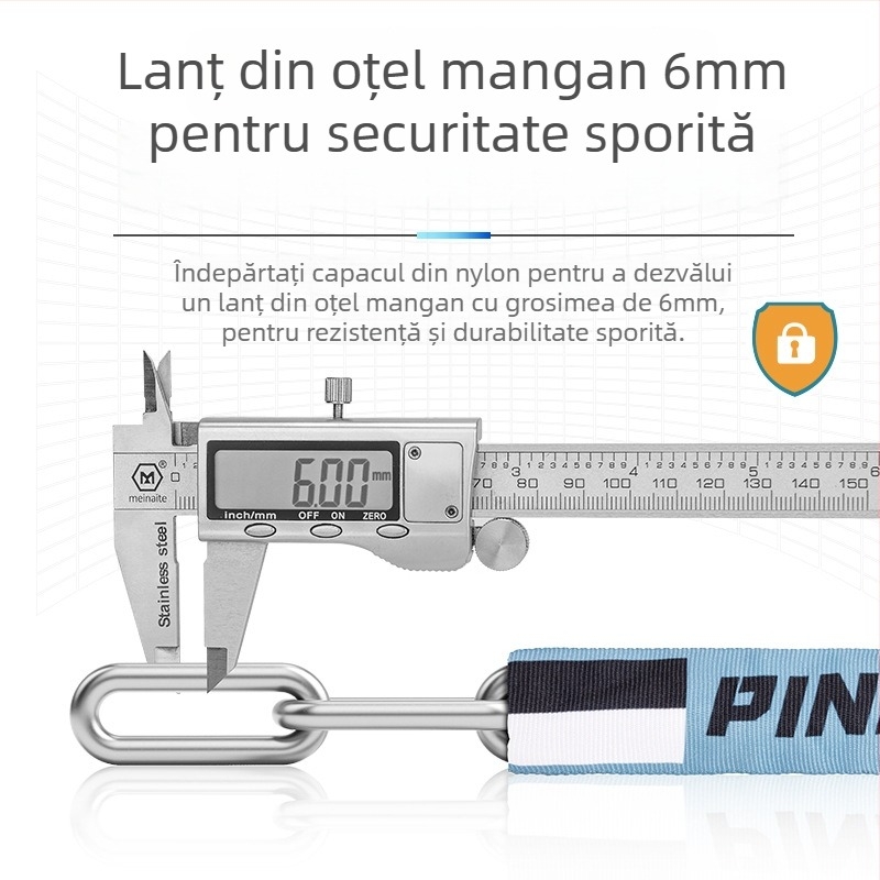 Încuietoare cu lanț din aliaj pentru biciclete, biciclete electrice și motociclete (Brand Pinnamax; Modele Pinn-706 / Pinn-751; Material: aliaj; Utilizare: biciclete/vehicule electrice/motocicllete)