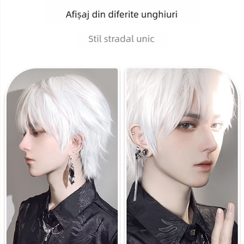 Perucă cosplay pentru bărbați, lungime scurtă, material mătase locală, model 524, construcție mecanică, vopsire fără încălzire, aspect pufos și natural, marca Mera Silk