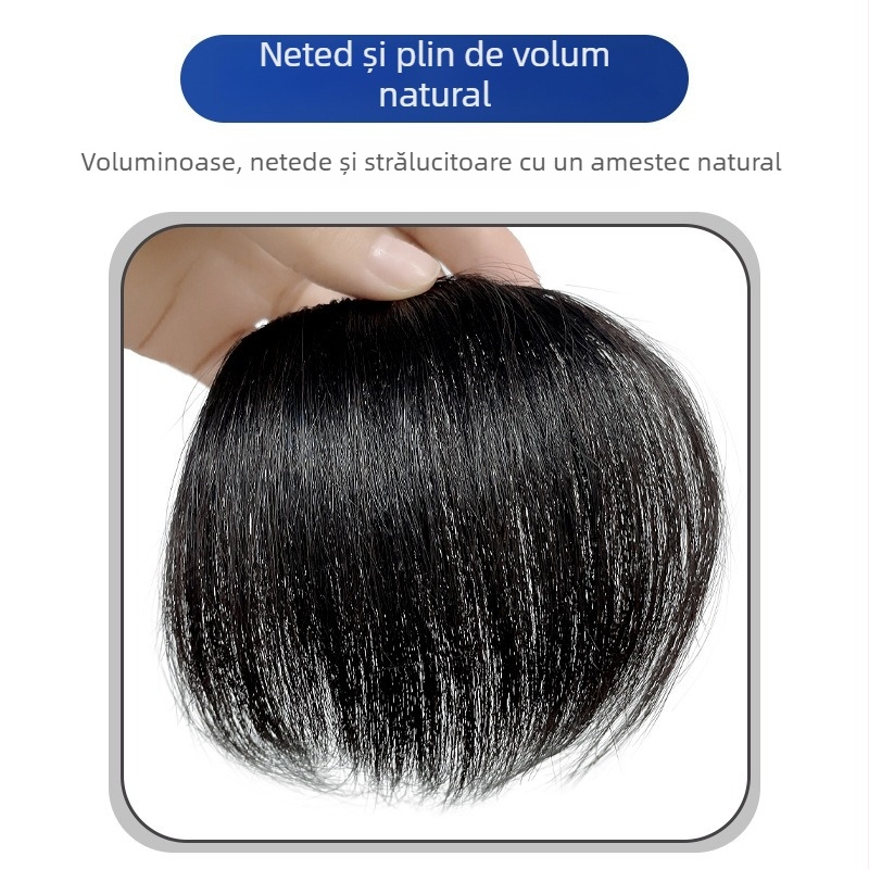 Parte de păr pentru bărbați din păr uman – țesută manual, frontal drept, pentru acoperirea tâmpei înalte; poate fi vopsită.