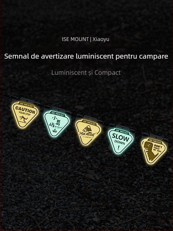 ISE MOUNT Semn de avertizare camping, luminos în exterior, placă PP portabilă, lumină triunghiulară