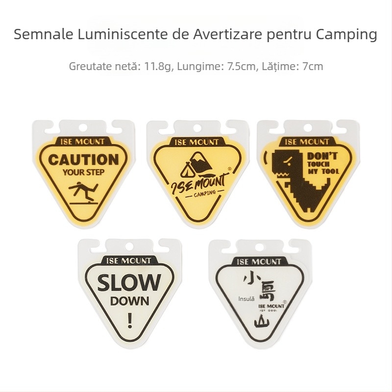 ISE MOUNT Semn de avertizare camping, luminos în exterior, placă PP portabilă, lumină triunghiulară