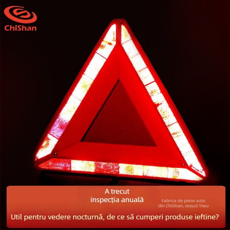 Triunghi de avertizare auto, pliabil, ABS, reflectorizant, suport cu trepied, 650 g