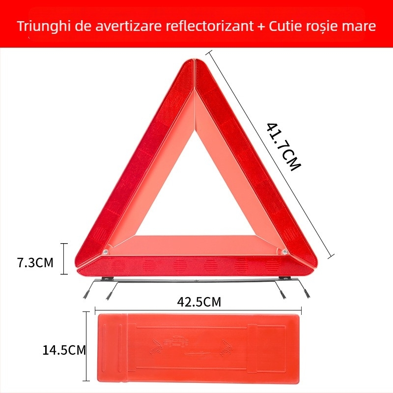Triunghi de avertizare auto, pliabil, ABS, reflectorizant, suport cu trepied, 650 g